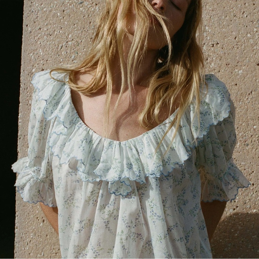 Dôen Samara Top in Blanc Bluebell Size M